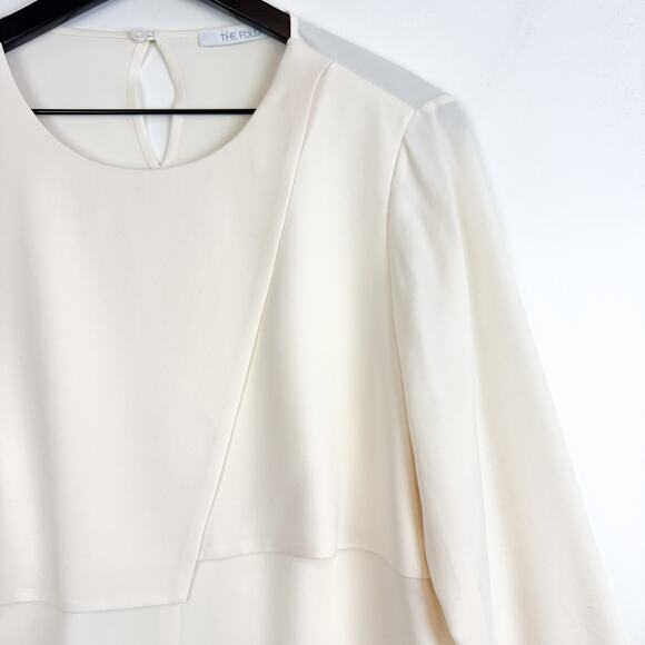The Fold London Silk Stretch Layered Flowy Blouse Cream Ivory - Size 12 - Picture 2 of 13
